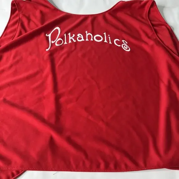 Vtg Polkaholics Red Vest Men Sz M Polka Music Funny Dance Costume Party - Picture 2 of 8